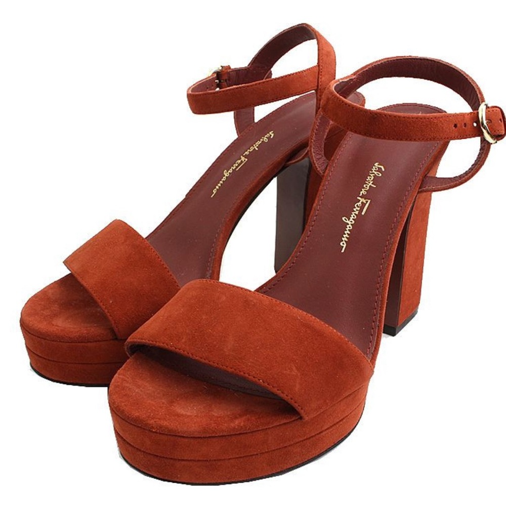 Salvatore Ferragamo Suede Platform Blocked Heel in Size 11C New